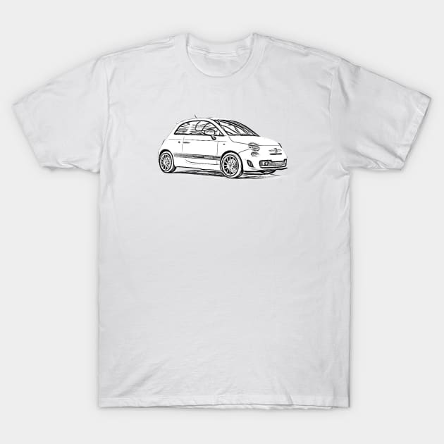 Abarth 500 Wireframe T-Shirt by Auto-Prints